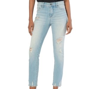 KUT from the Kloth Reese Fab Ab Ripped High Waist Ankle Straight Leg Jeans